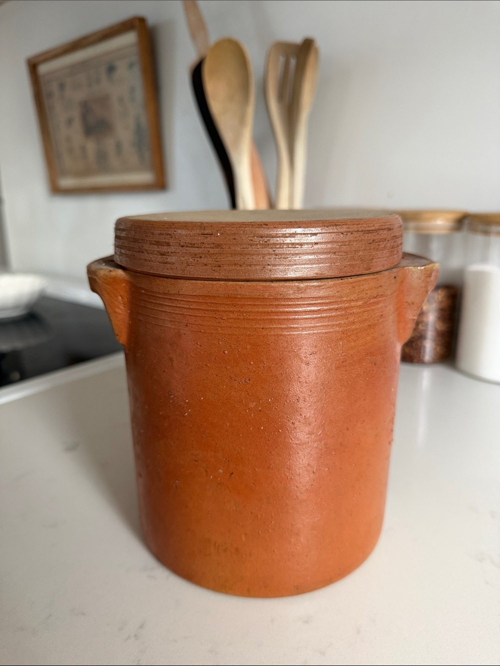 Antique French Stoneware Crock/Grease pot